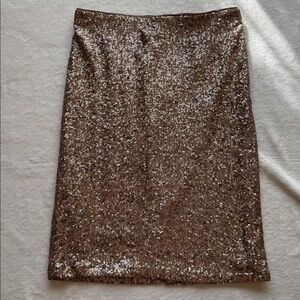 NWOT $129 Ann Taylor Copper/ Bronze Rose Gold Sequin Pencil Skirt
